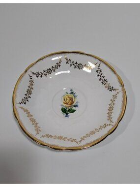 Windsor Bone China Saucer Yellow Rose Gold Trim England